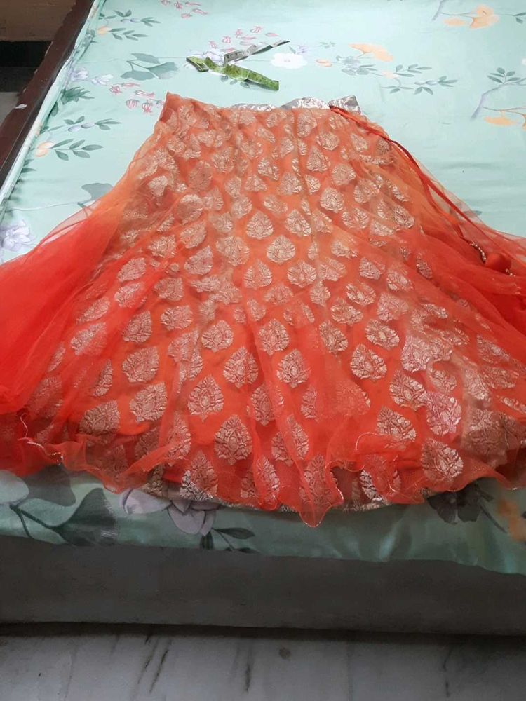 Orange Lehenga Skirt