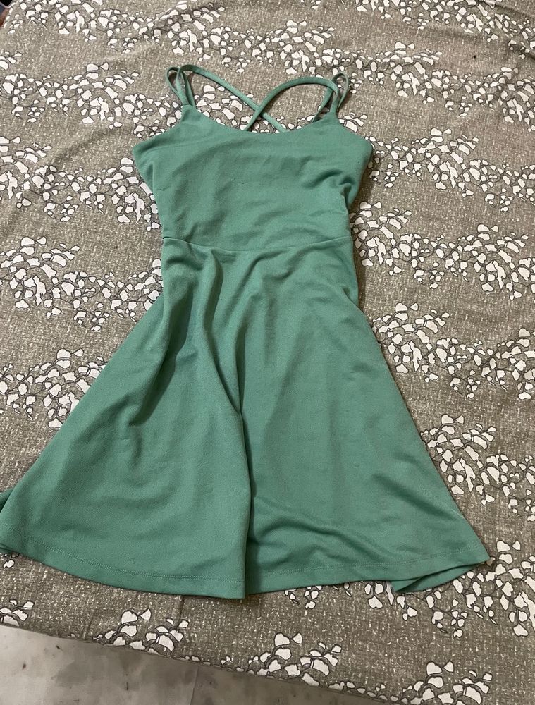 Green Mini Flared Dress