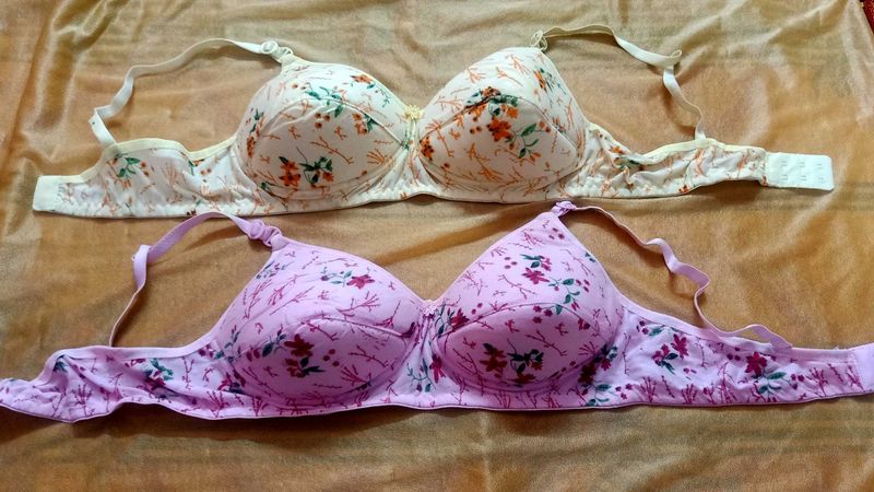 Yellow And Pink Colours Padded Bras Very Soft.