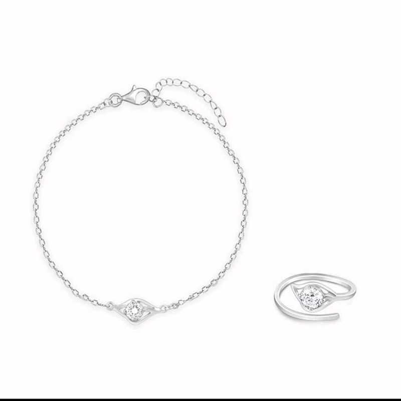925 Real Silver Giva Bracelet &amp; Ring Set