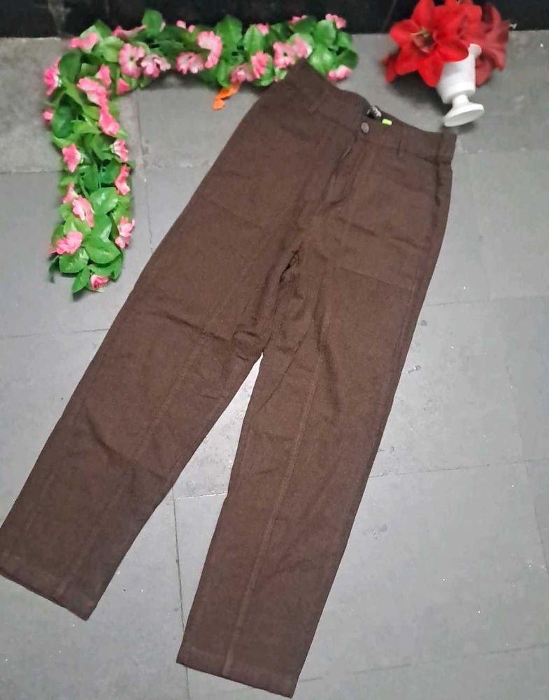 Brown Straight Leg Trousers