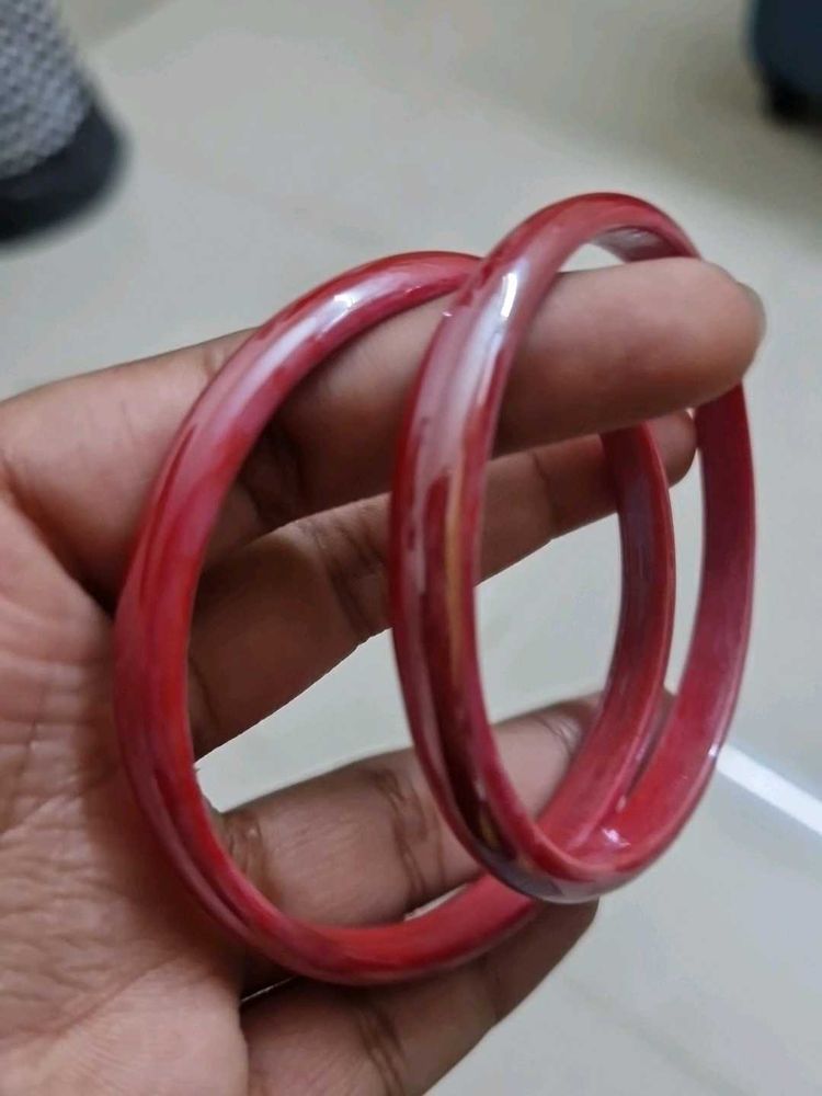 Red Glass Bangles (Set of 2)