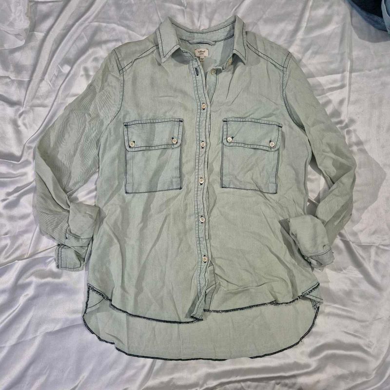 Denim Shirt High Low