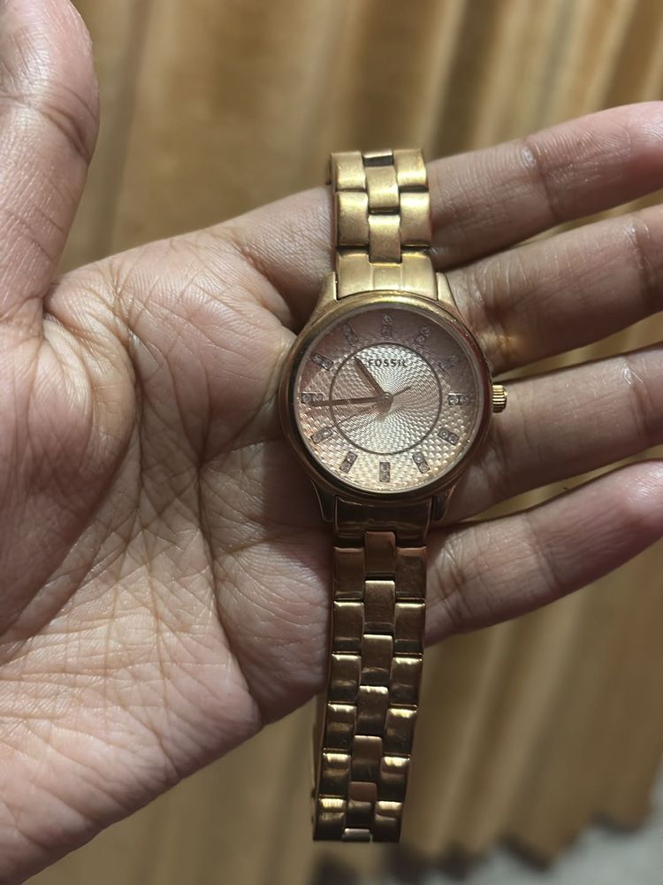 Fossil Rose Gold Wrist Watch For Women