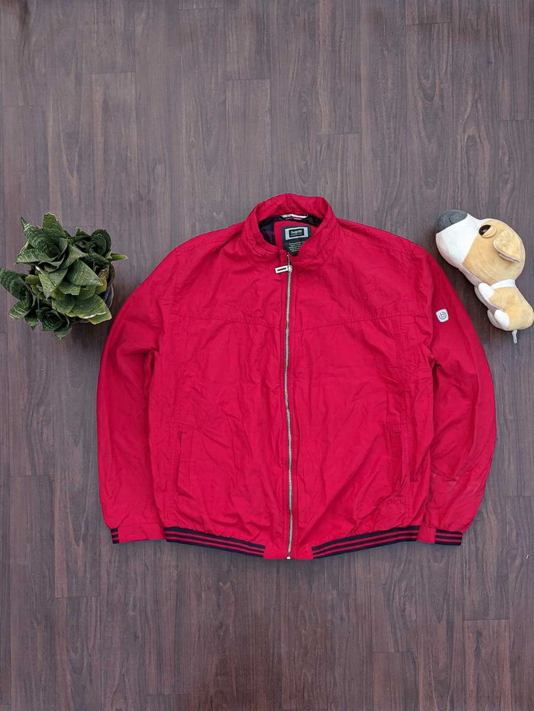 Red Zip-Up Casual Jacket