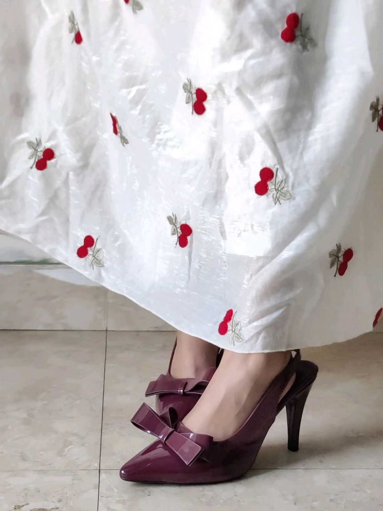 Burgundy Bow Heels