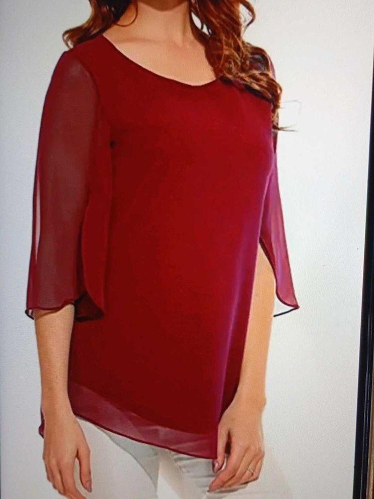 Elegant Red Chiffon Top