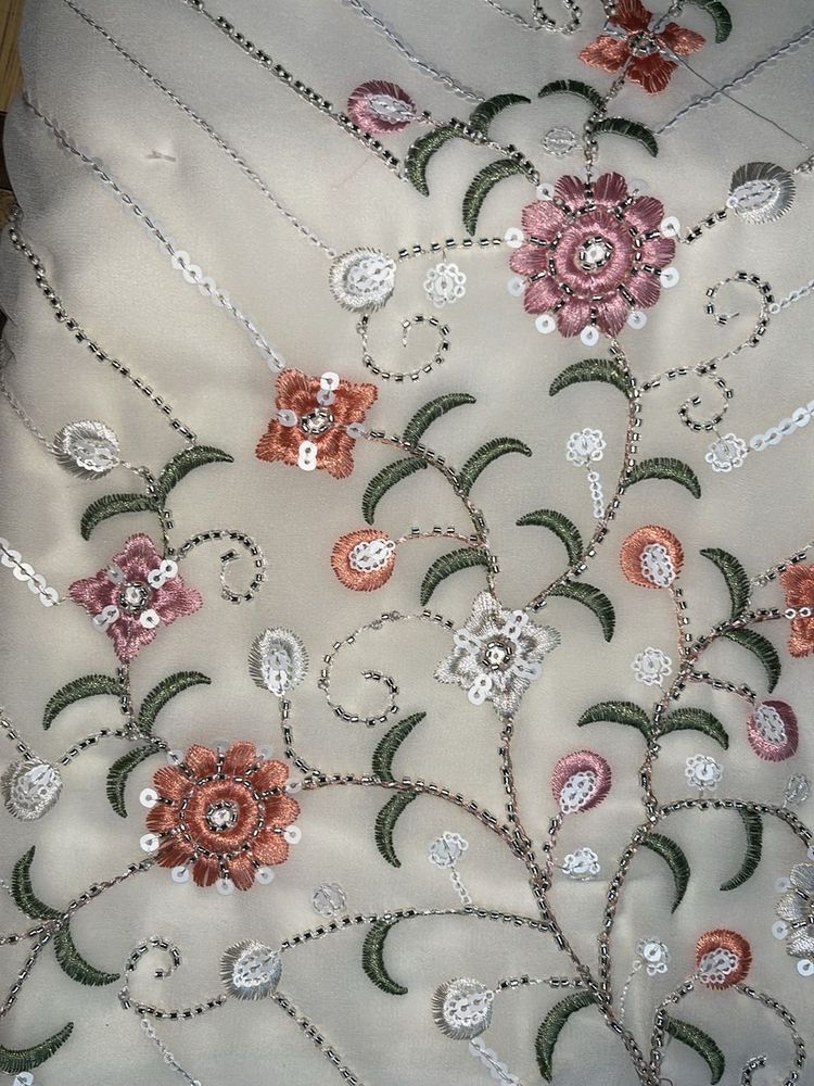Elegant Floral Embroidered Fabric