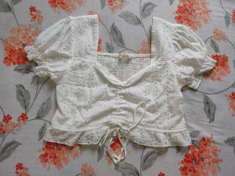 White Eyelet Crop Top