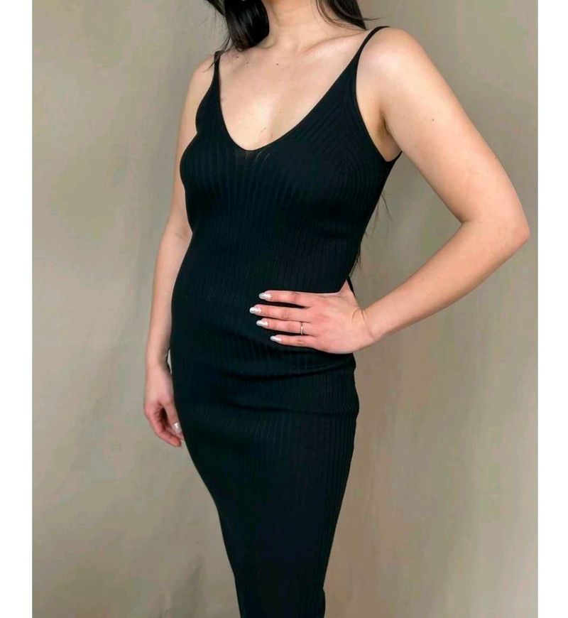 Black Bodycon Midi Dress