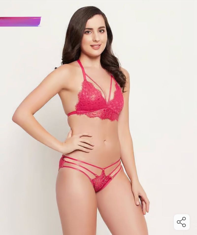 Hot Pink Clovia Lingerie Set