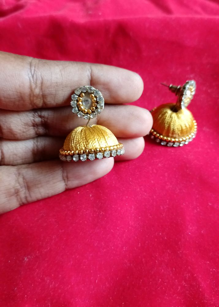 Handmade Two Silk Thread Jhumka