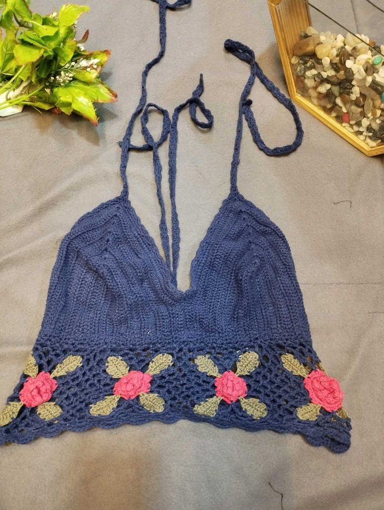 Crochet Floral Halter Top🌸