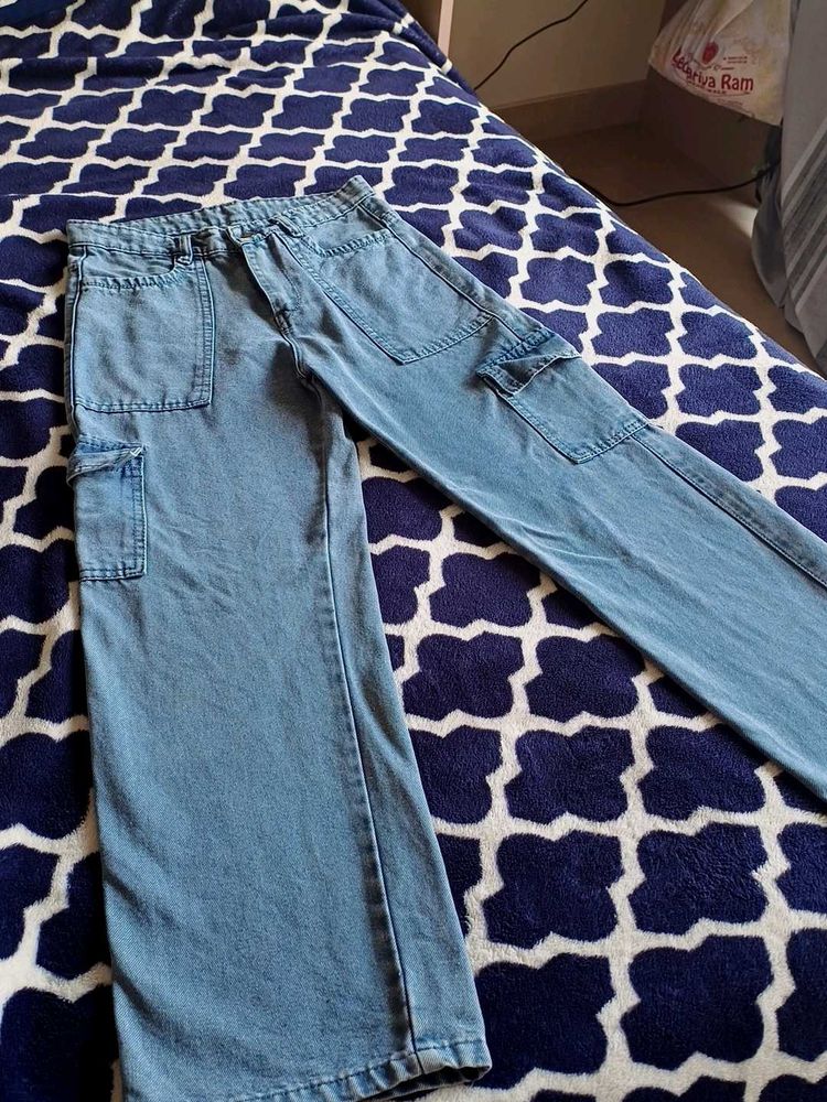 Light Wash Cargo Jeans