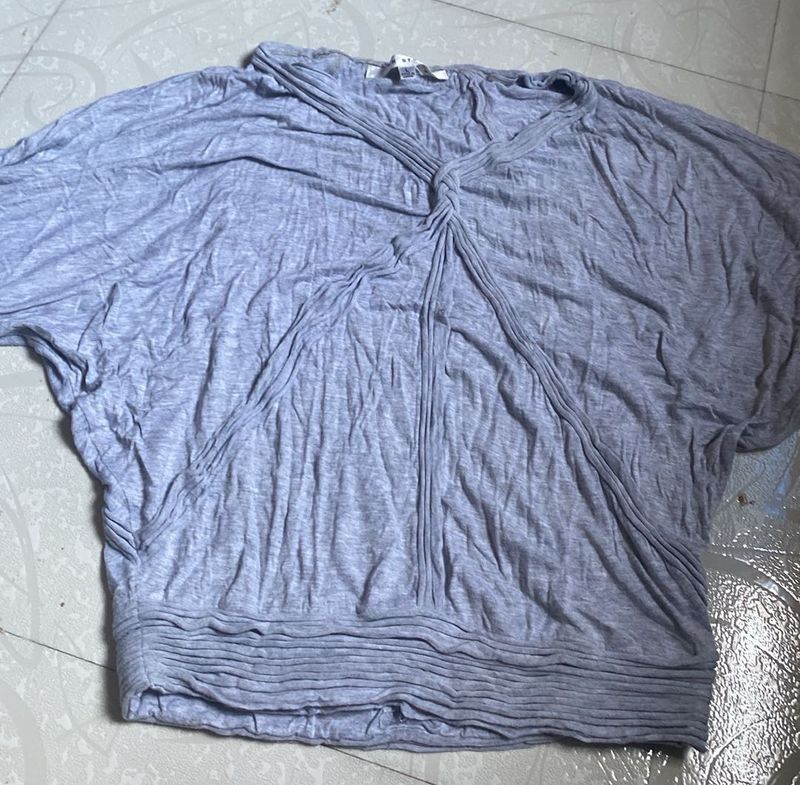 Gray Rayon T-shirt/ Casual Top (Size : L)