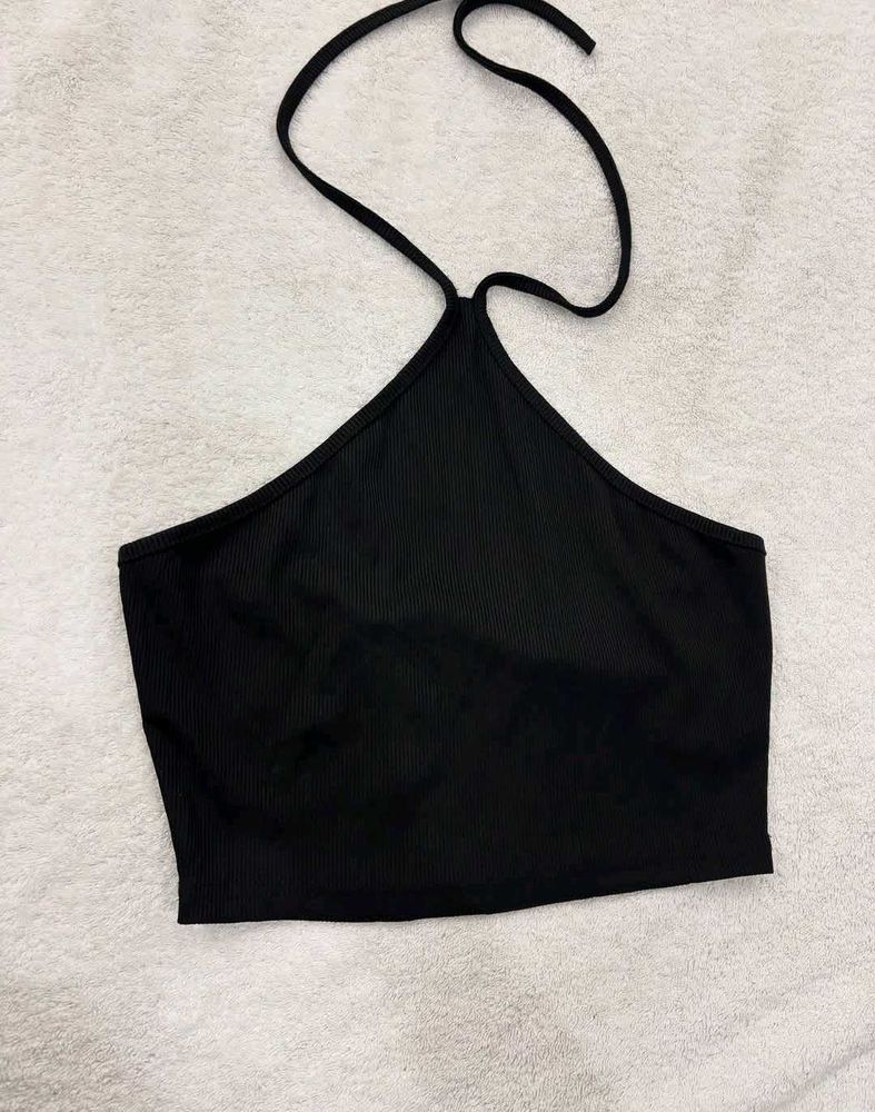 Black Halter Tie Top