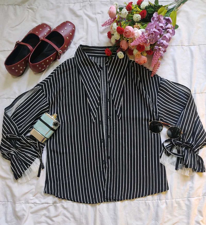 Striped Blouse with Unique Sleeves