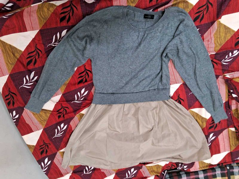Gray &amp; Tan Sweater Dress