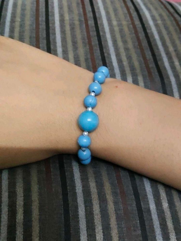 Blue Beaded Stretch Bracelet