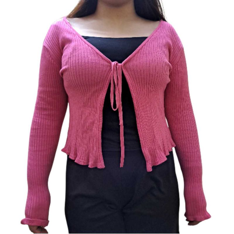 Pink Tie-Front Cardigan