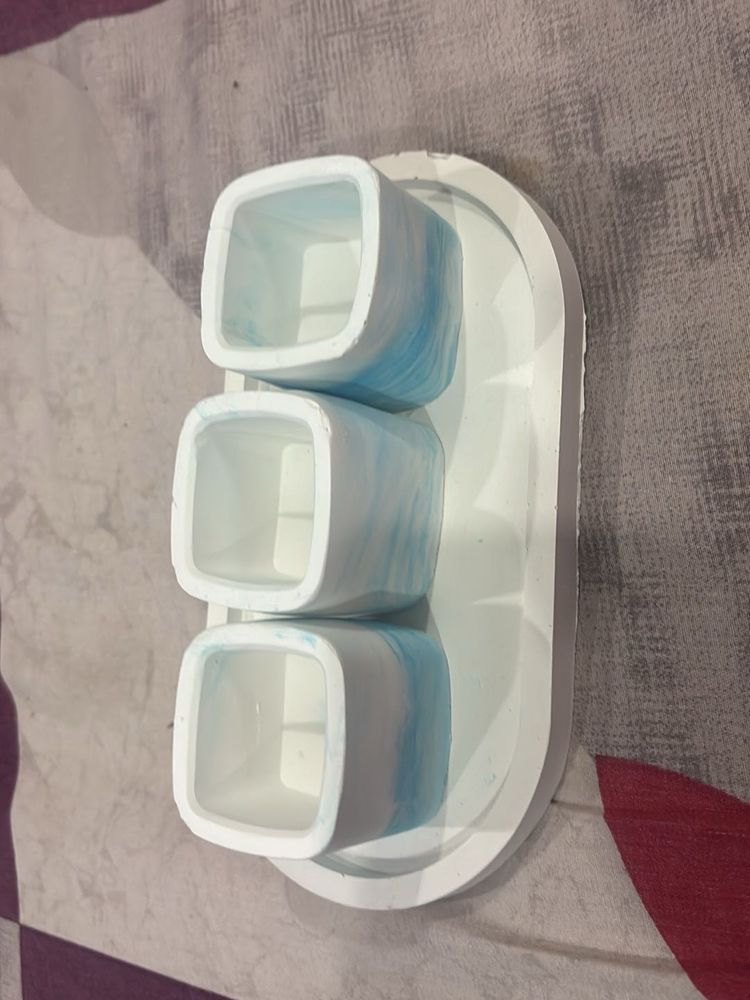 Tray And 3 Candle Holder