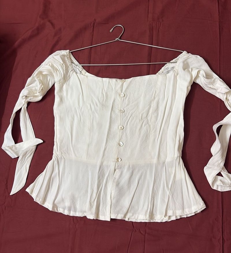 Elegant White Peplum Top