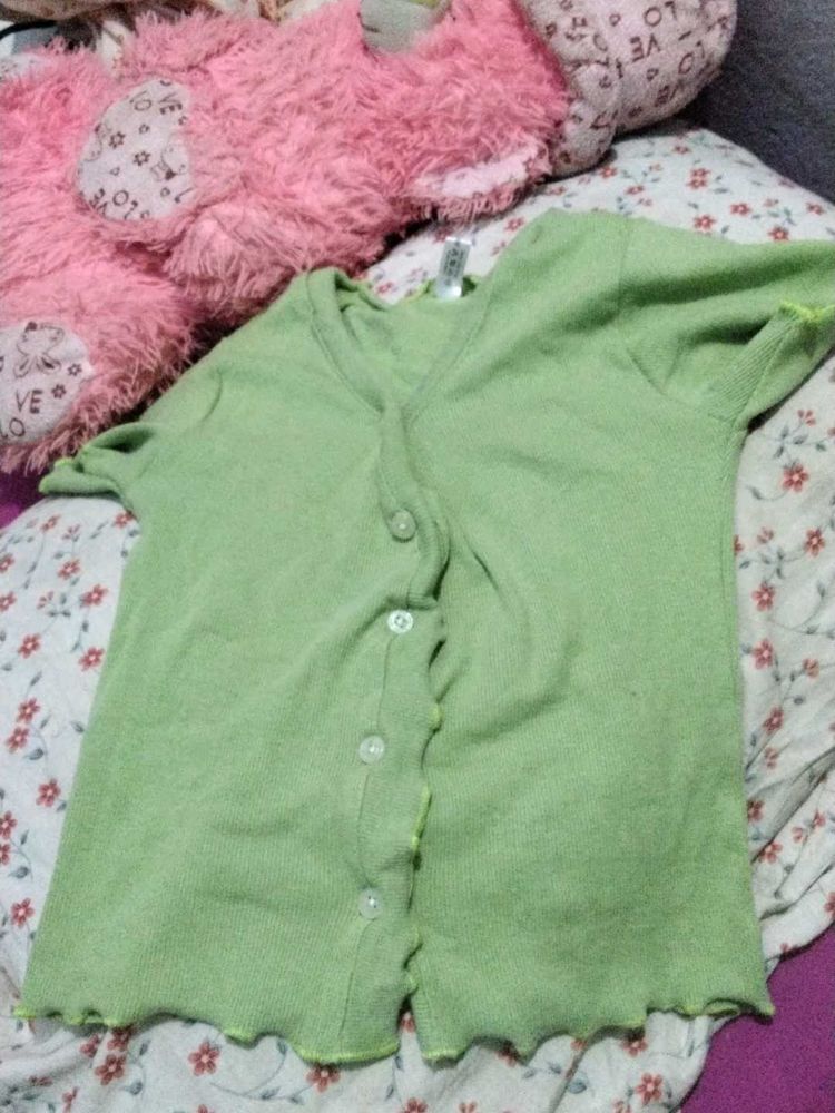 Cute Green women stretched crop top