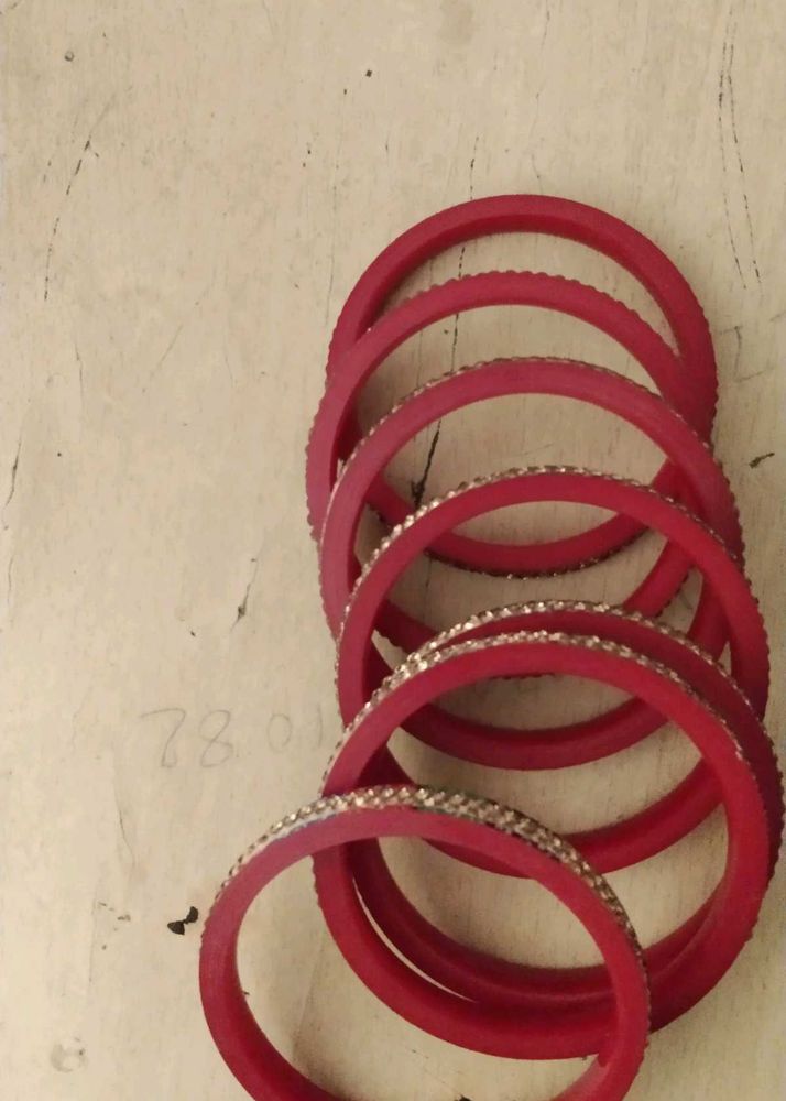 Red &amp; Gold Accent Bangles (Set of Six)