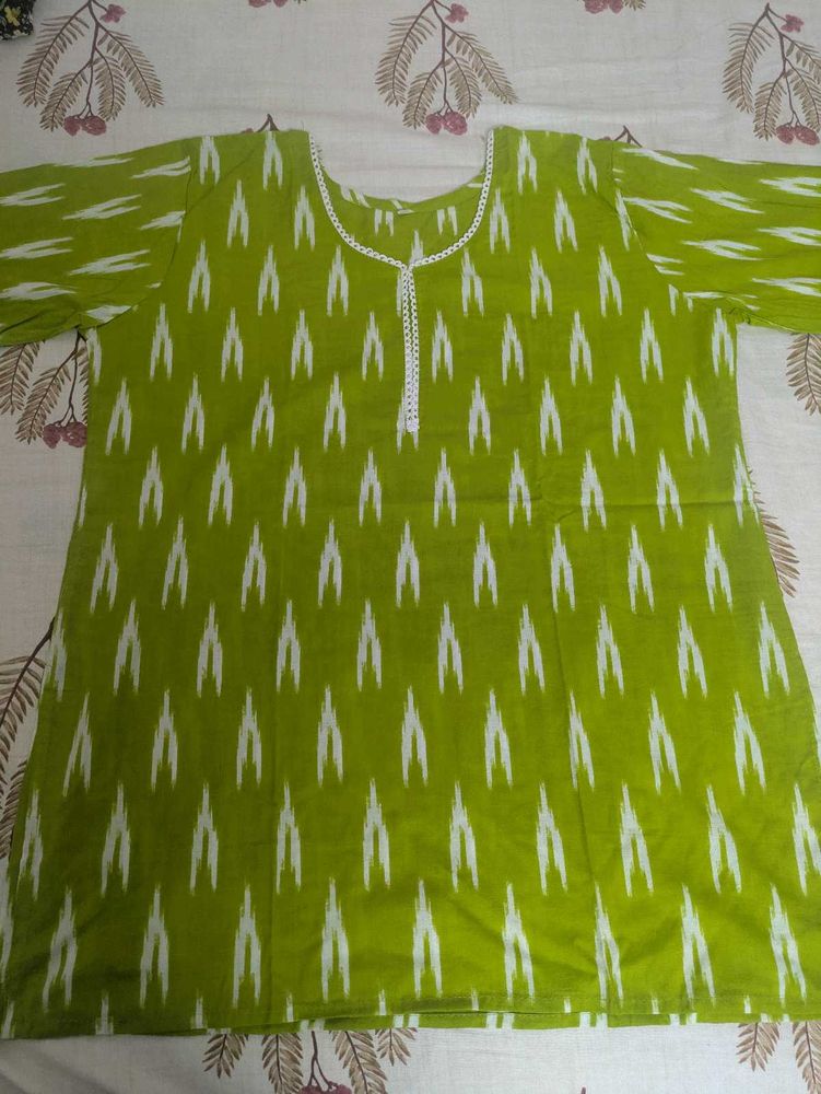 Lime Green Printed Kurti