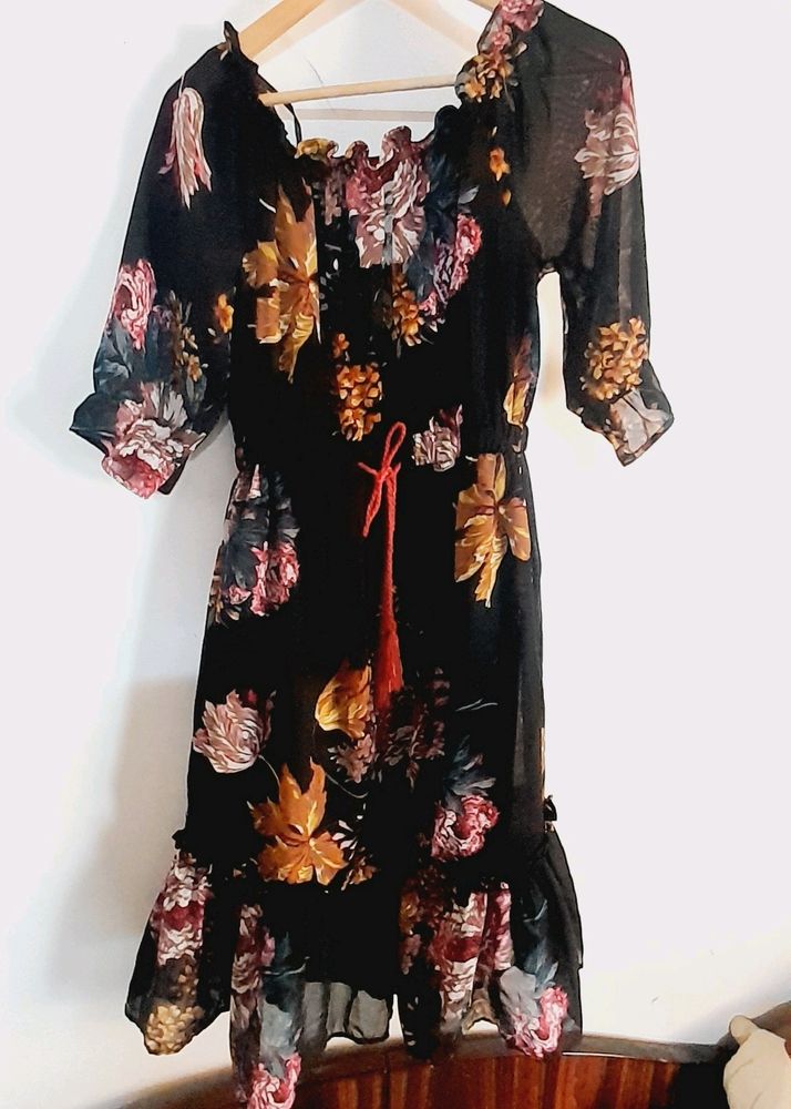 Colourful Black Dress