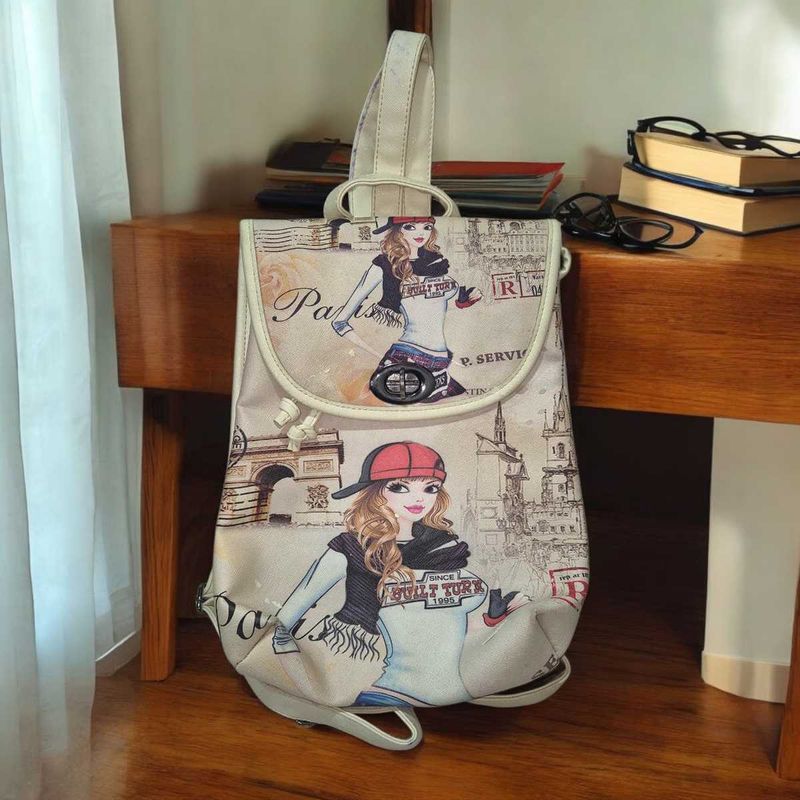Trendy Paris-Themed Fashion Backpack for Girls