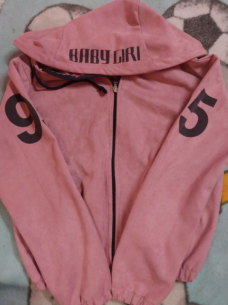 Crop Pink &#34;Baby Girl&#34; Zip-Up Hoodie