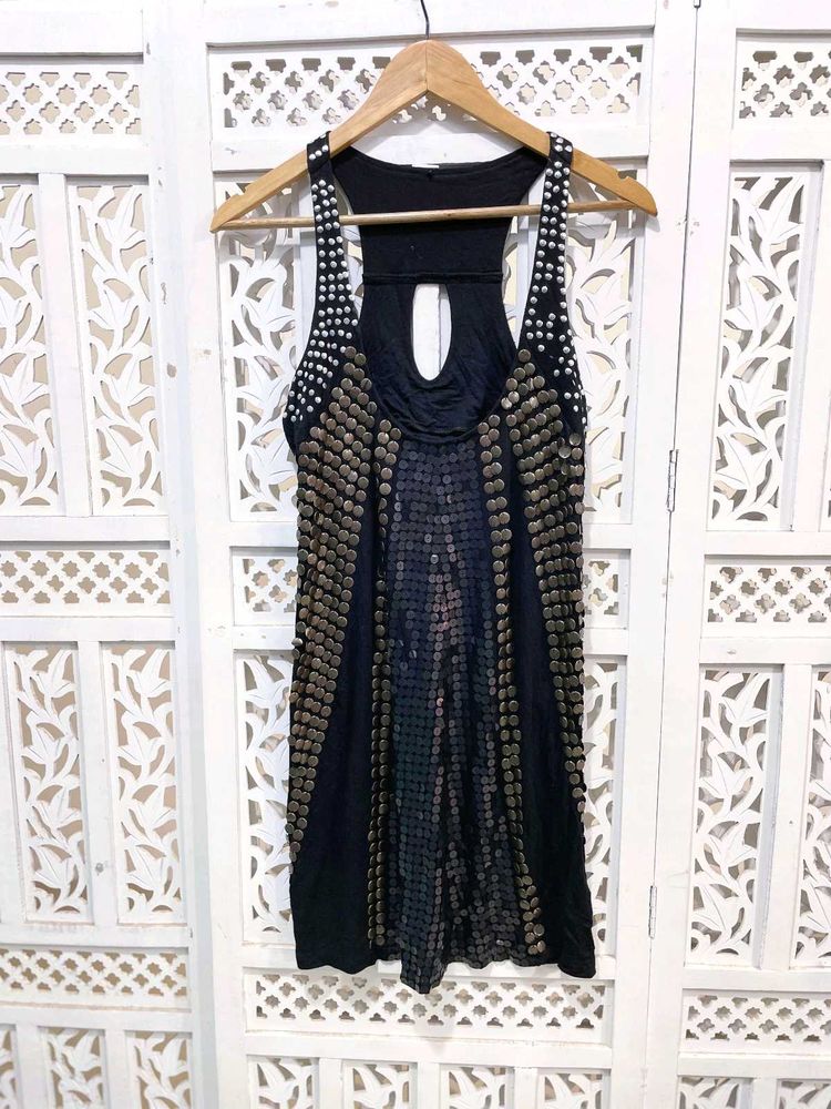 Metallic Black &amp; Bronze Sequin Top