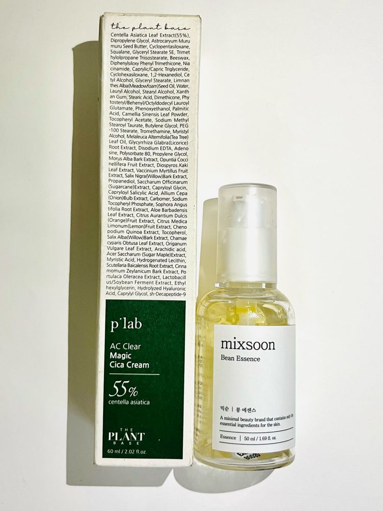 Mixsoon Bean Essence and p’lab Cica Cream