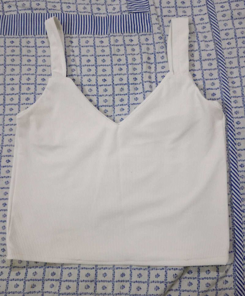 White Ribbed Tank Top