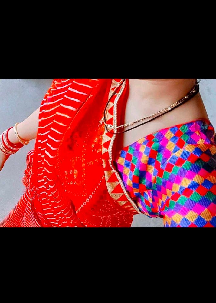 BEAUTIFUL LEHRIYA SAREE LINING WITHOUT BLOUSE