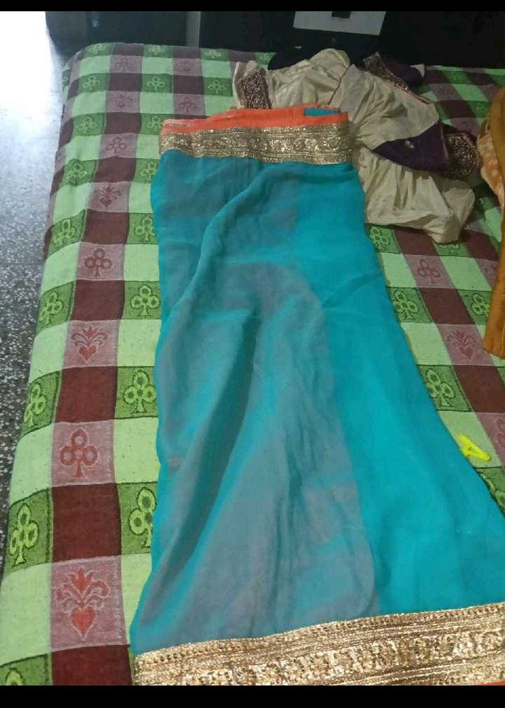 Blue &amp; Gold Sari
