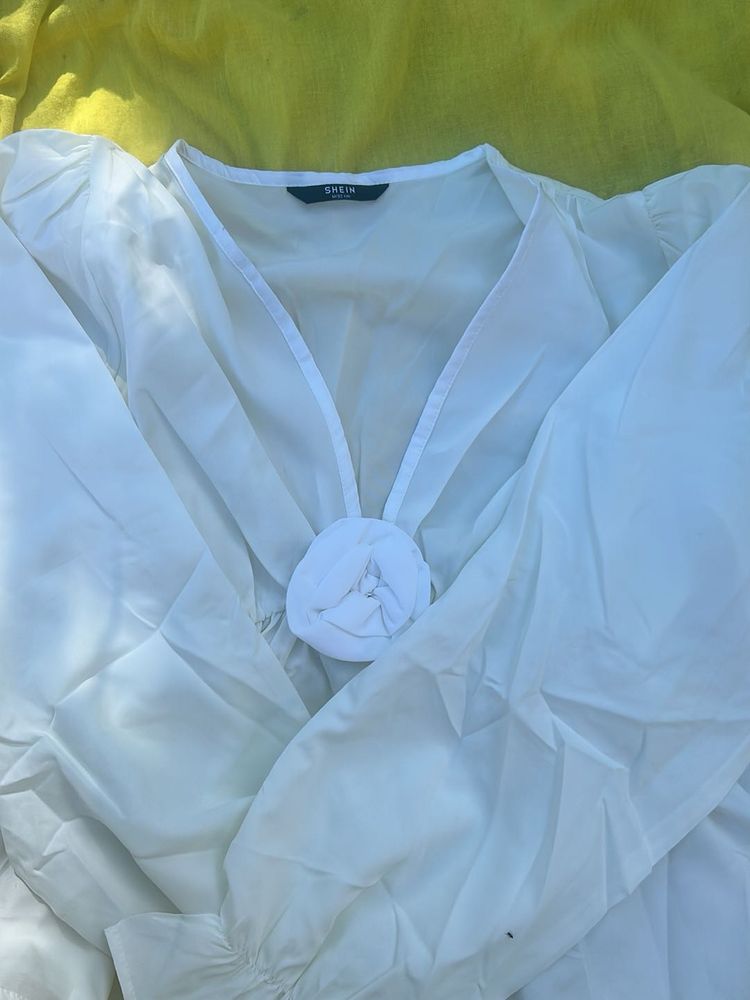 Shein White Flowy Top