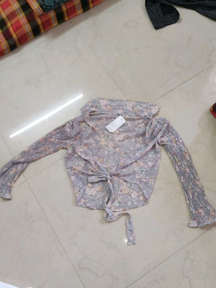 Floral Tie-Front Top