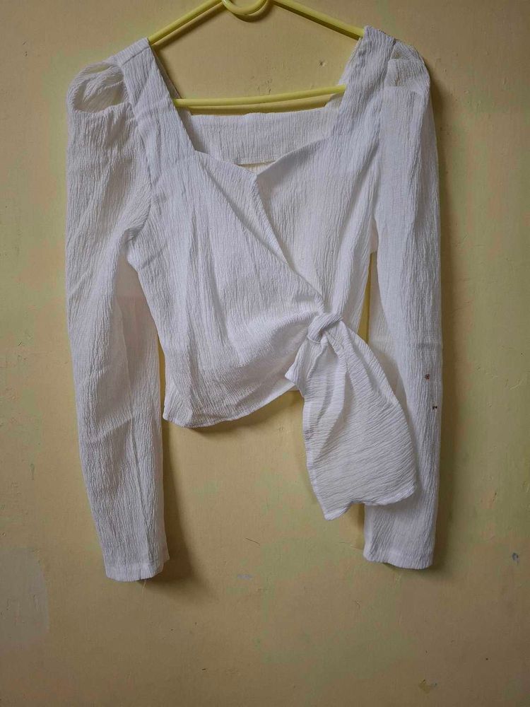 Chic White Tie-Front Top