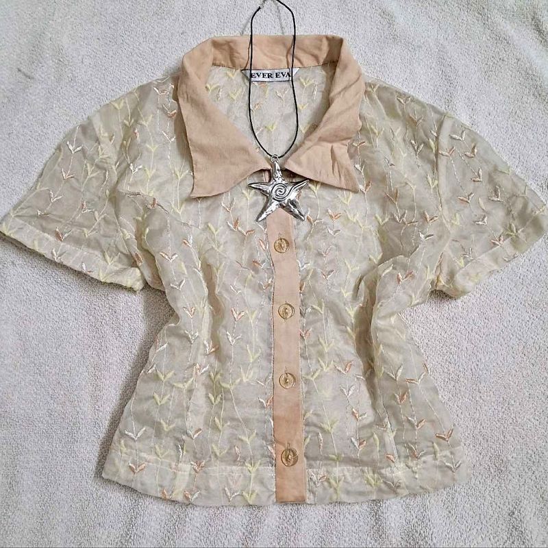 Vintage Floral Sheer Top