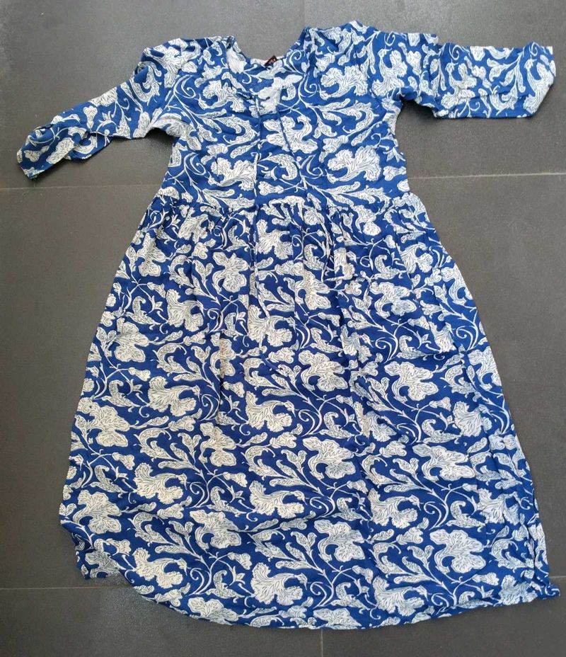 Blue &amp; White Printed Dress