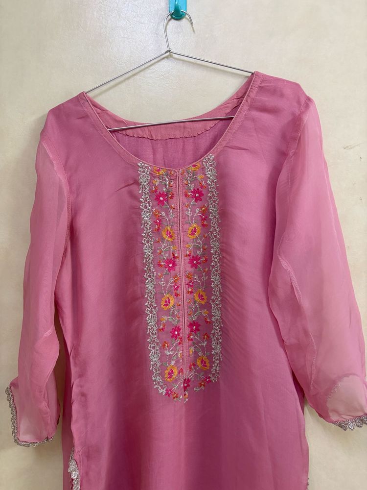 Pink Suit set with Banarasi Dupatta