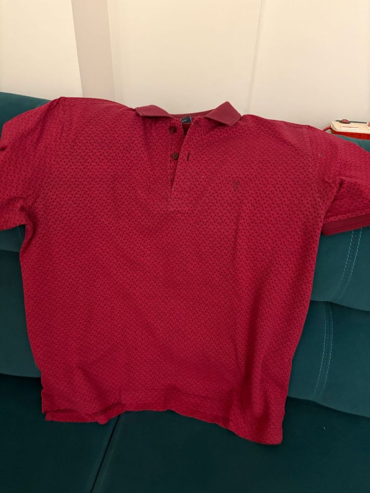 Red Patterned Polo Shirt