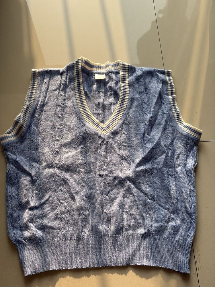 Blue Knit Sweater Vest