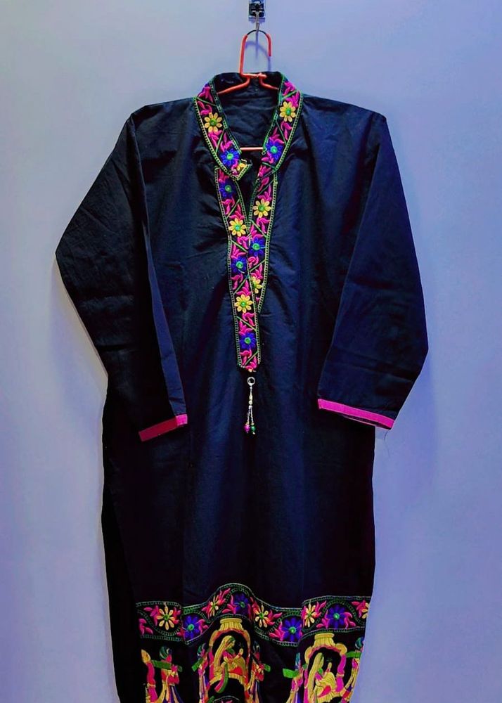 Embroidered Black Kurta