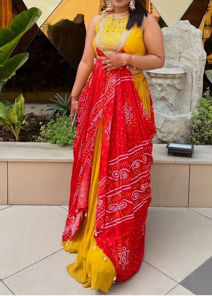 Elegant Yellow Lehenga Choli with Dupatta