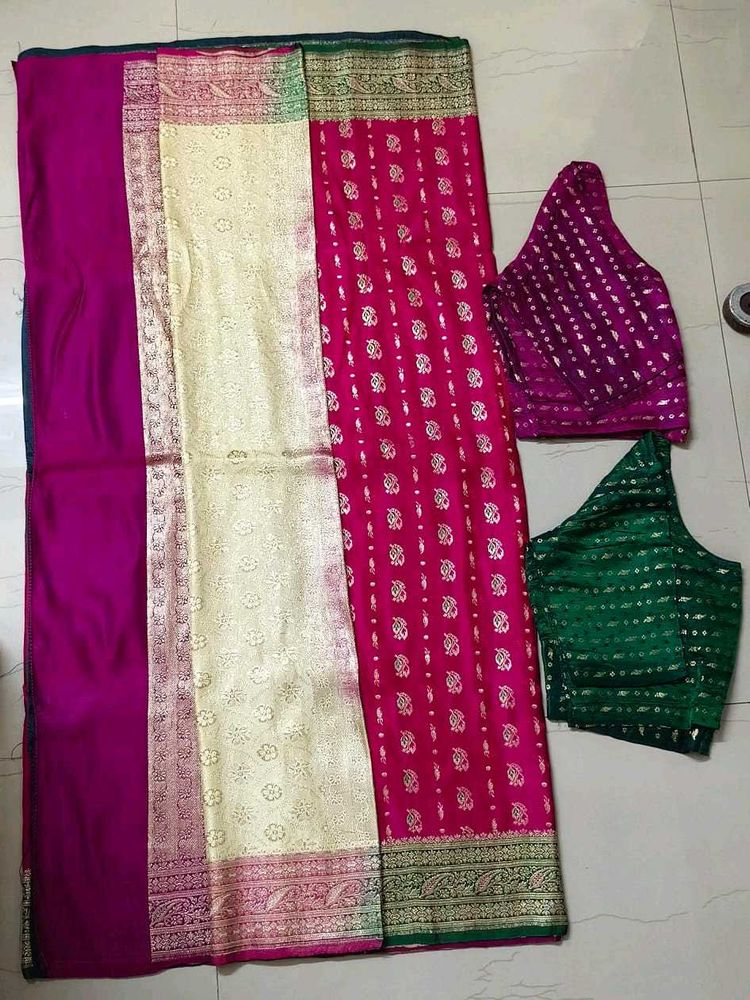 Elegant Pink Banarasi Saree