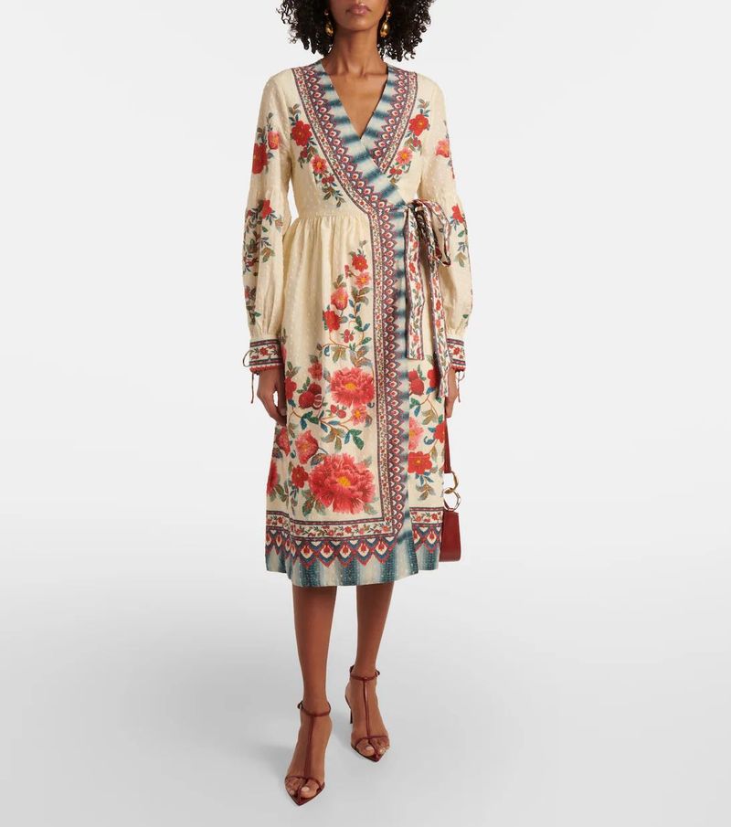 Floral Print Wrap Midi Dress