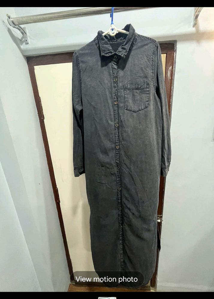 Branded Denim Shirt Dress